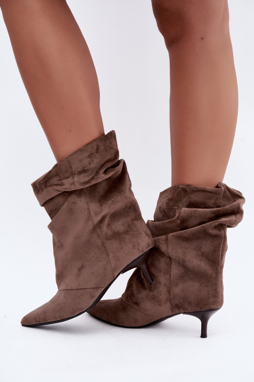 slouchy slip-on ankle boots with heels in khaki color Farren