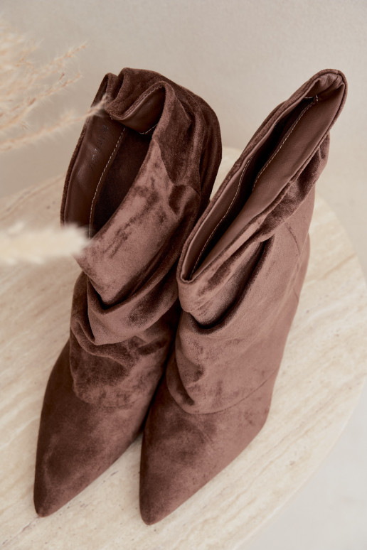 slouchy slip-on ankle boots with heels in khaki color Farren