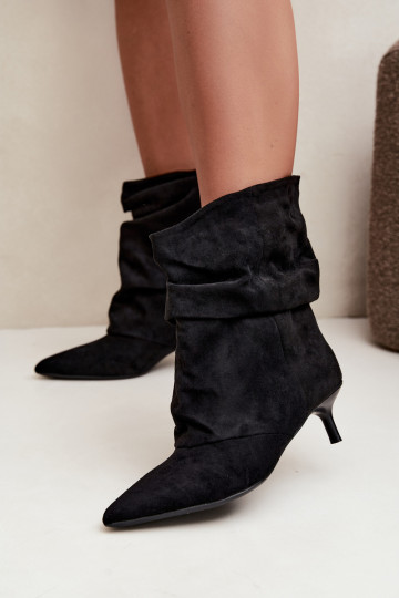 Women's Black Slouchy Ankle Boots with Heel Farren