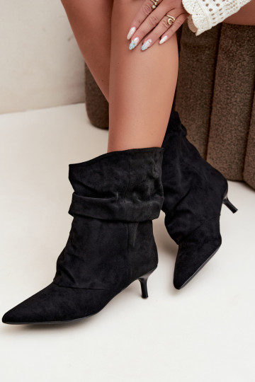 Women's Black Slouchy Ankle Boots with Heel Farren 2