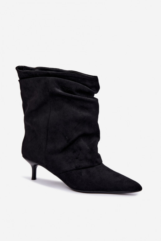 slouchy slip-on ankle boots with heels in black color Farren