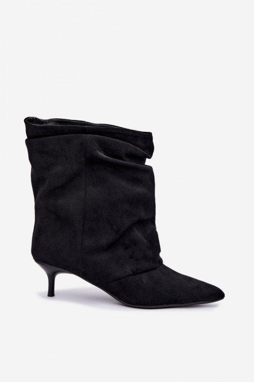 slouchy slip-on ankle boots with heels in black color Farren