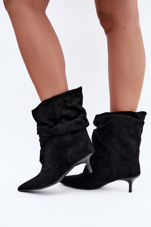 slouchy slip-on ankle boots with heels in black color Farren