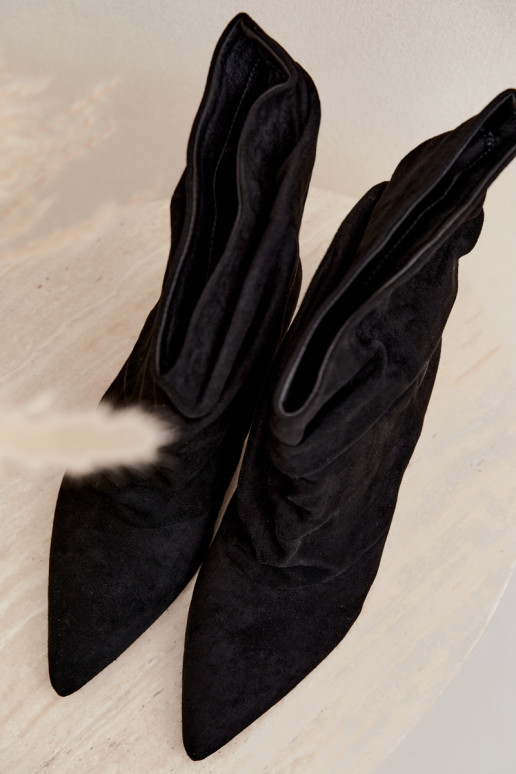 slouchy slip-on ankle boots with heels in black color Farren