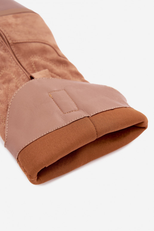 long cowboy-style boots with heels in brown color INesly