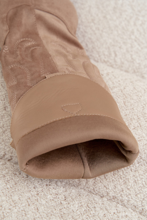Women's Beige Cowboy Boots With Heel Glenor