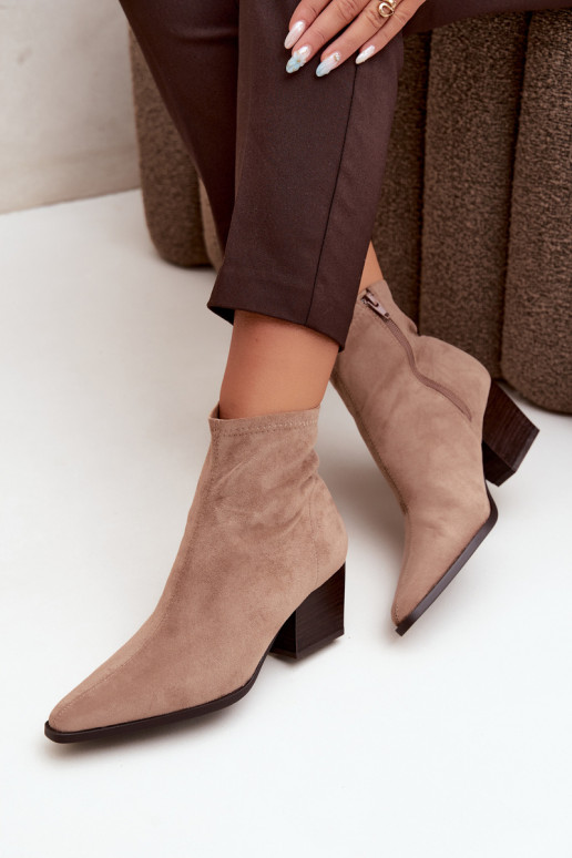 women's ankle boots with angled heels in sand color Atina
