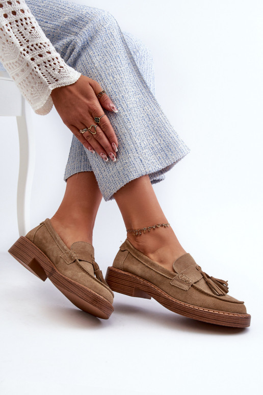 moteriški zomšiniai mokasinai su kutais D&A TIN107 rudos spalvos