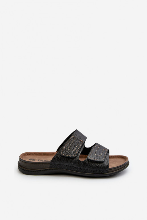 comfortable men's slippers with straps and sticky fastenings Inblu GV00002I in black