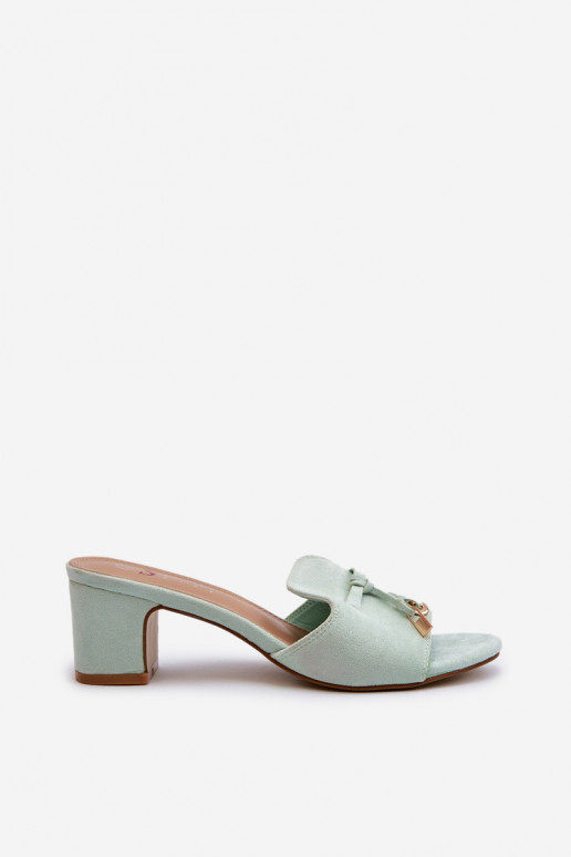 women's slippers with faux suede heels in mint