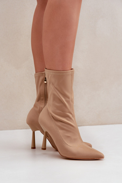 ankle boots with thin heels in sand