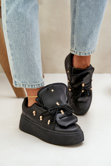 women's sneakers with platform in black