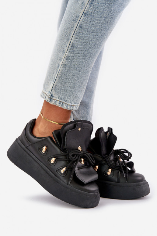 women's sneakers with platform in black