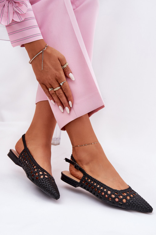 ballet flats with wide heels in black