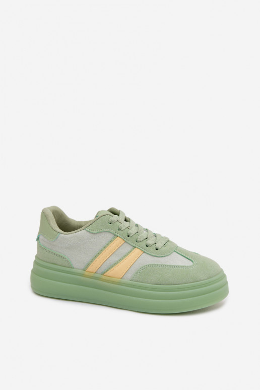 Green women's sneakers with platform Galleria