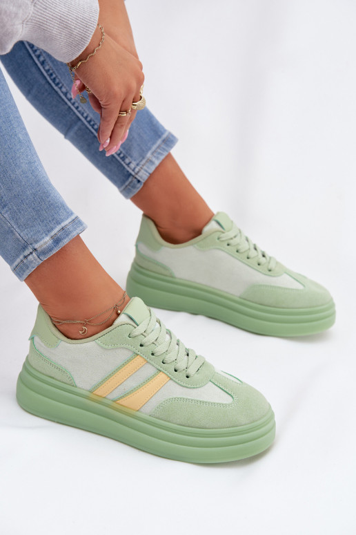 Green women's sneakers with platform Galleria