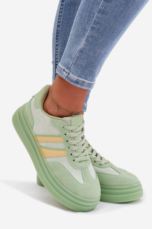 Green women's sneakers with platform Galleria