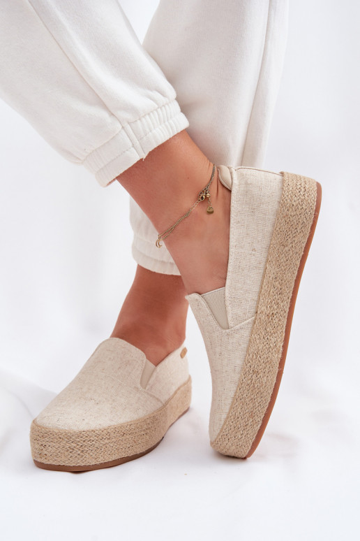 Sand-colored espadrilles with platform Big Star TT274089