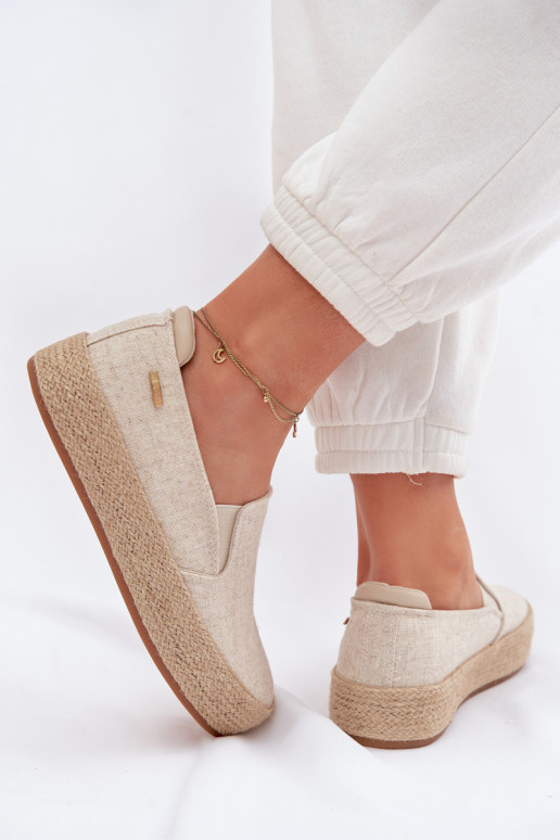 Beżowe espadryle na platformie Big Star TT274089