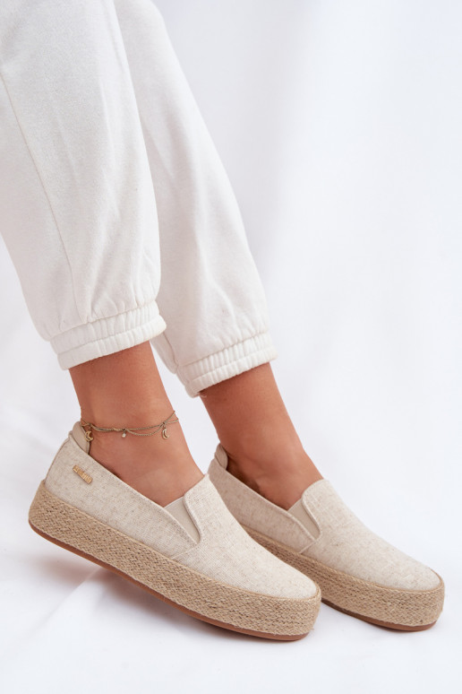 Beżowe espadryle na platformie Big Star TT274089