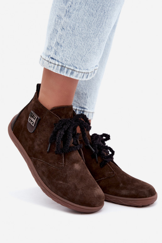 Faux suede barefoot shoes for women in chocolate color Abera