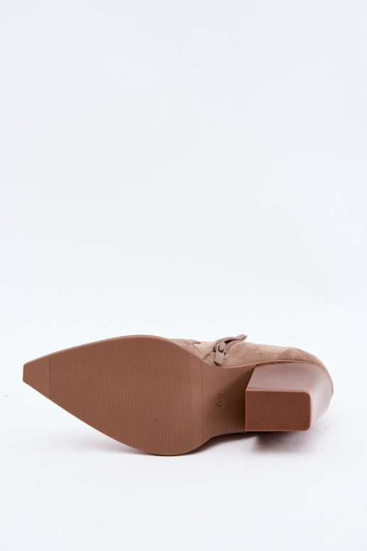 Cowboy-style ankle boots for women with heels in sand color Berella