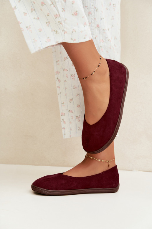 Balerinos moterims Barefoot bordo spalvos Hollin