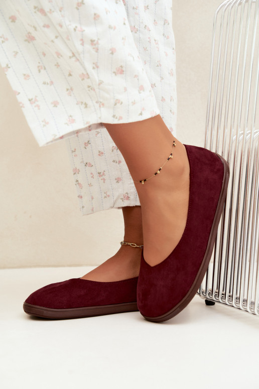 Balerinos moterims Barefoot bordo spalvos Hollin