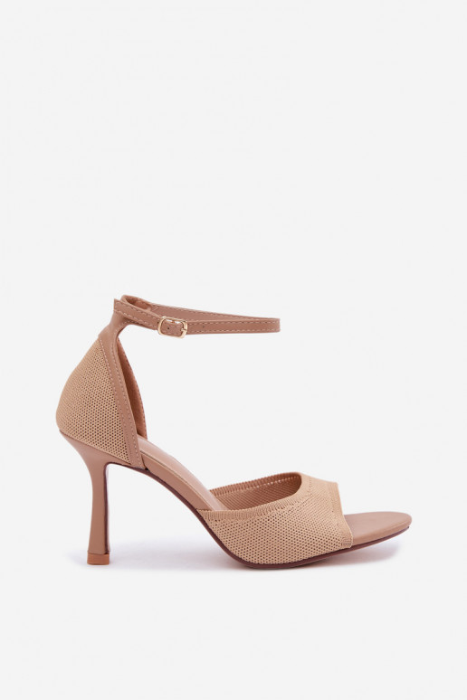 Sandals with thin heels in sand color Galya
