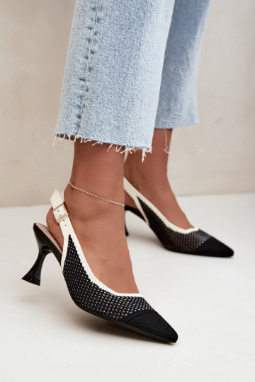 Black openwork high-heeled sandals Evania
