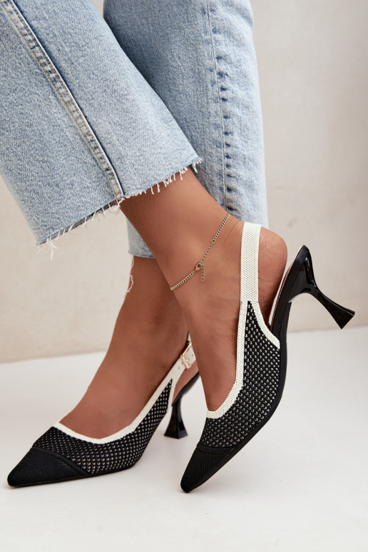 Black openwork high-heeled sandals Evania