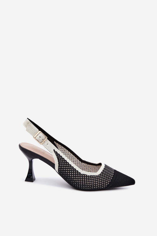 Black openwork high-heeled sandals Evania
