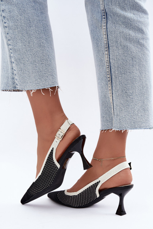 Black openwork high-heeled sandals Evania