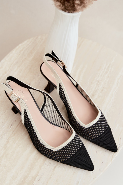 Black openwork high-heeled sandals Evania