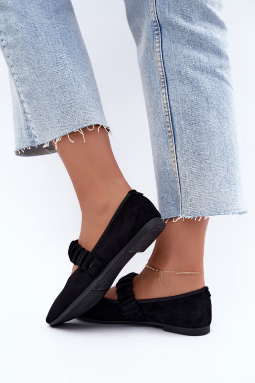 Black ballerinas with carved straps Loreya