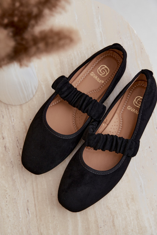 Black ballerinas with carved straps Loreya
