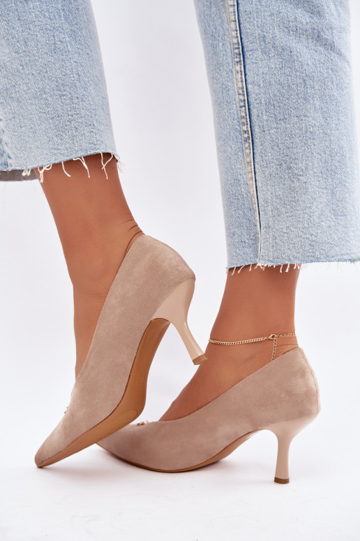 Sandals made of faux suede with gold details in sand color Adessa