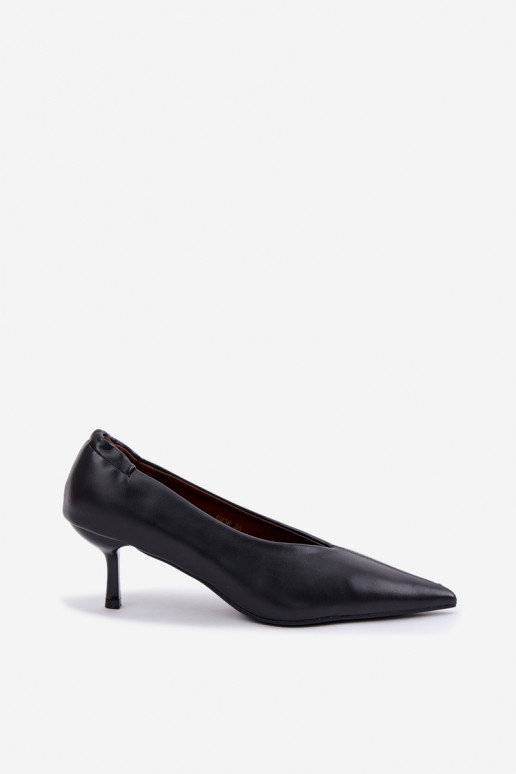 Heels with embroidery and decorative elements in black color Dalis