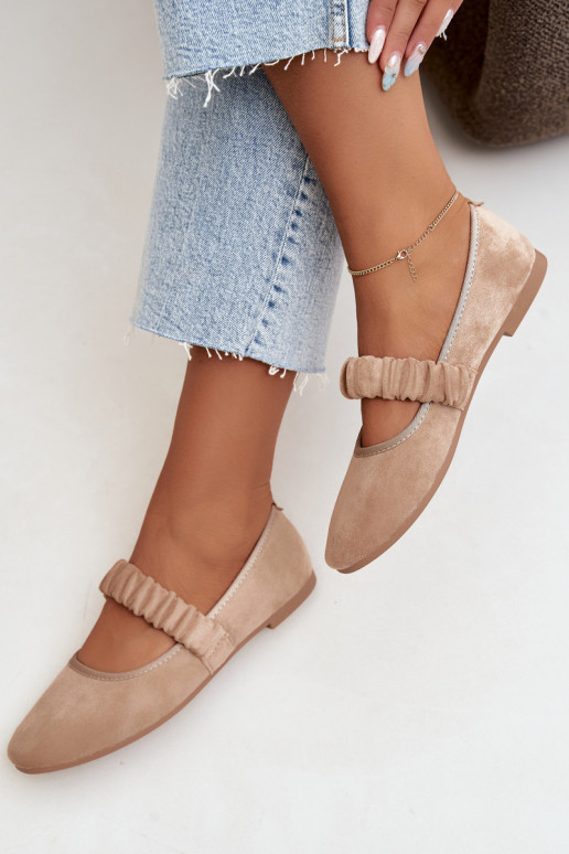 Ballerinas with decorative ribbons in sand color Loreya