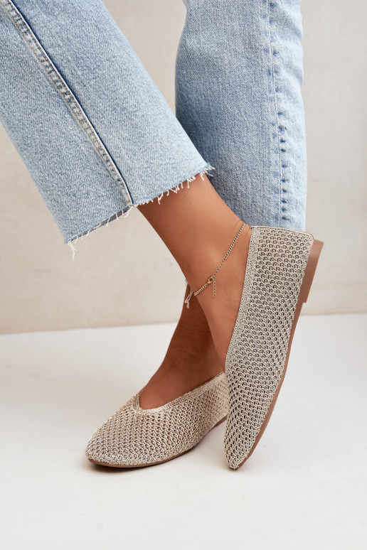 Ballerinas with patterns and mesh in golden color Calmore