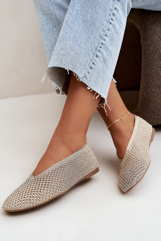 Ballerinas with patterns and mesh in golden color Calmore