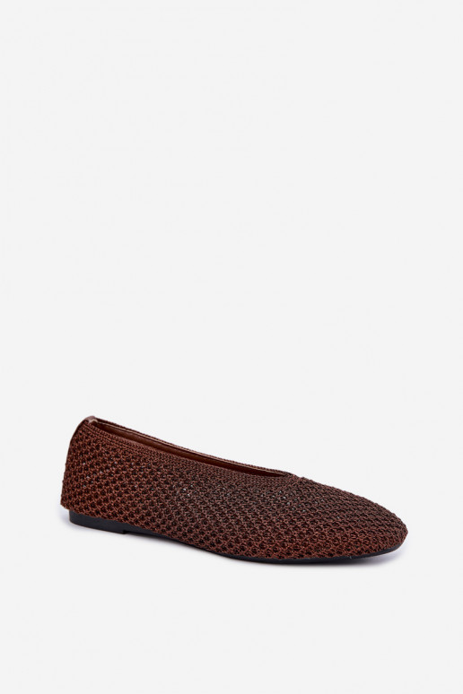 Ballerinas with patterns and mesh in brown color Calmore