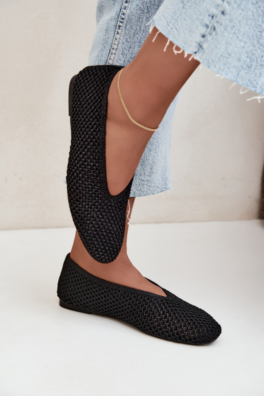 Ballerinas with patterns and mesh in black color Calmore