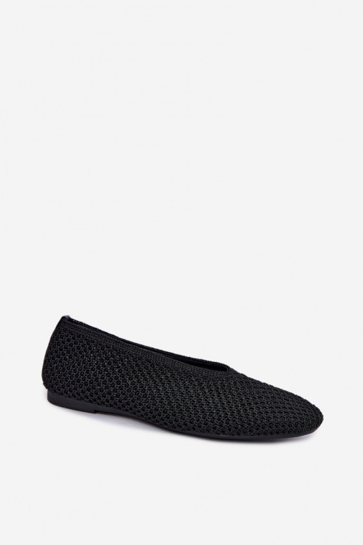 Ballerinas with patterns and mesh in black color Calmore