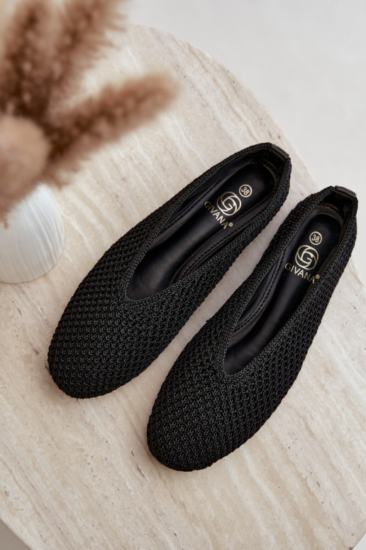 Ballerinas with patterns and mesh in black color Calmore