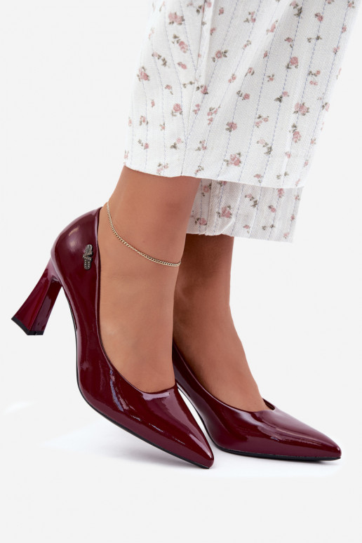 Vinceza 62328 burgundy patent heels