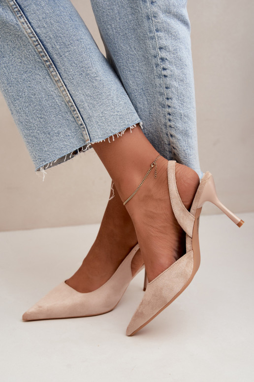 Czekolado Cassy faux suede sandals with thin heels in sand