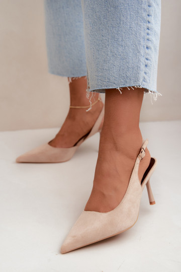 Czekolado Cassy faux suede sandals with thin heels in sand 2