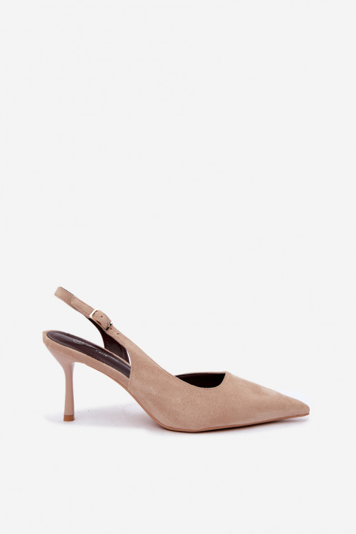 Czekolado Cassy faux suede sandals with thin heels in sand