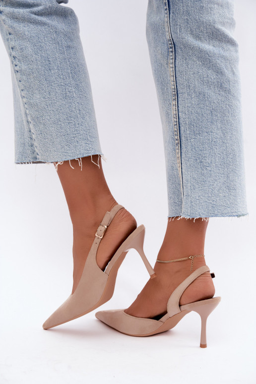 Czekolado Cassy faux suede sandals with thin heels in sand